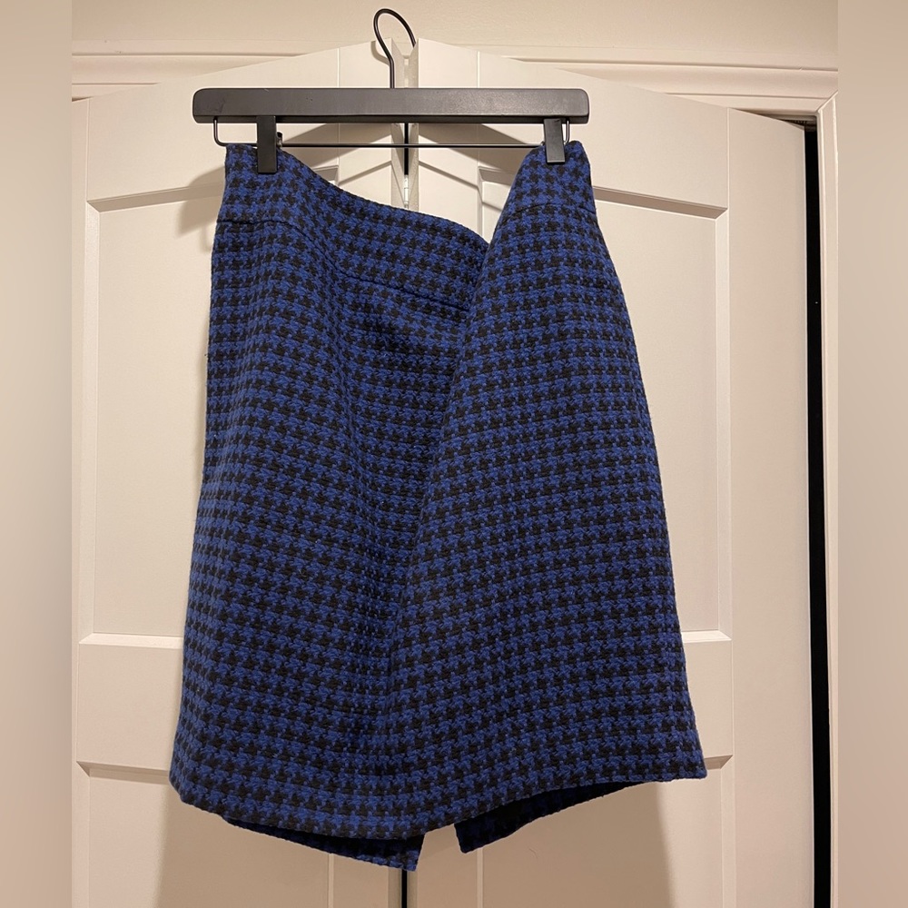 Ann Taylor NWT SZ 14 black & blue hounds tooth pencil skirt length 21 inches